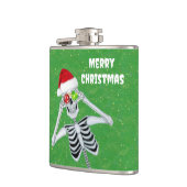 Gekke Christmas Skeleton Ornament Eyes Groen Goud Heupfles (Links)