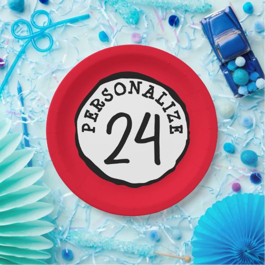 Gekke Cirkel Aangepaste tekst Klassieke ronde Stic Papieren Bordje (Feest)