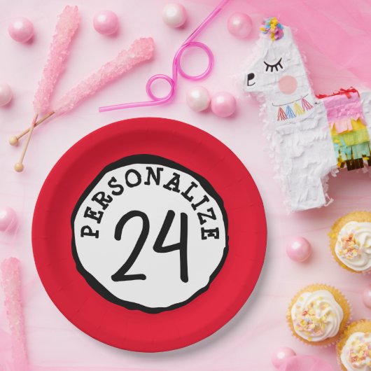 Gekke Cirkel Aangepaste tekst Klassieke ronde Stic Papieren Bordje (Feest)