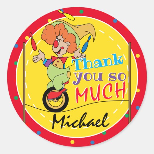 Gekke Clown - Dank u Ronde Sticker (Voorkant)