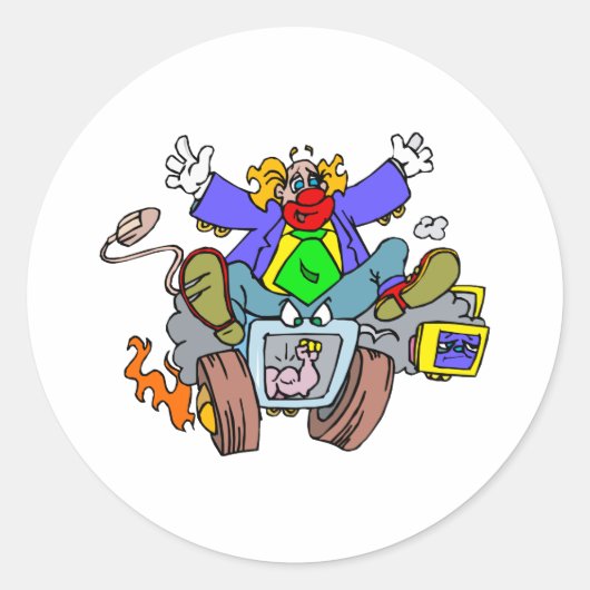 Gekke Clown Guy Ronde Sticker (Voorkant)