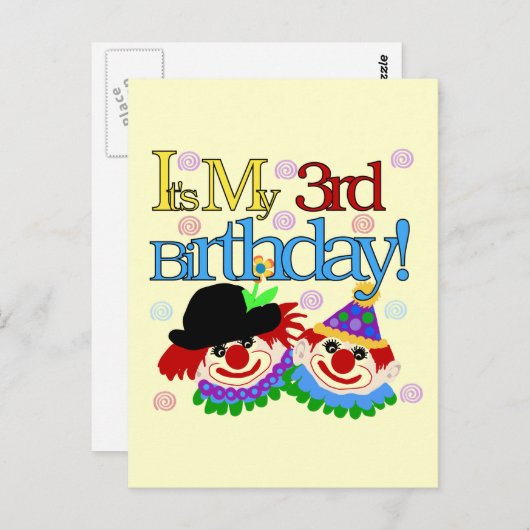 Gekke Clowns 3e Verjaardag Tshirts en geschenken Briefkaart (Voorkant / Achterkant)