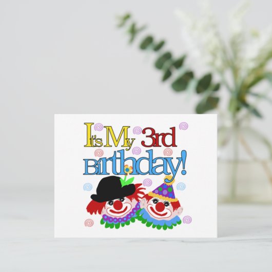 Gekke Clowns 3e Verjaardag Tshirts en geschenken Briefkaart (Staand voorkant)