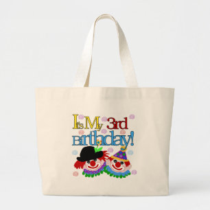 Gekke Clowns 3e Verjaardag Tshirts en geschenken Grote Tote Bag