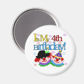 Gekke Clowns 4e Verjaardag Magneet (Voorkant / Achterkant)