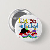 Gekke Clowns 5e Verjaardag Tshirts en geschenken Ronde Button 5,7 Cm (Voorkant /achterkant)