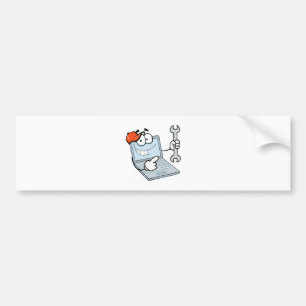 gekke computer reparatie cartoon laptop met sleute bumpersticker