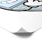 gekke computer reparatie cartoon laptop met sleute poster (Hoek)