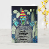 Gekke Creepy ZOMBIE Birthday Kaart (Gele Bloem)