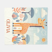 Gekke Cute Giraf in Savanne Fleece Deken (Voorkant (Horizontaal))