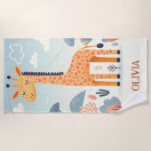 Gekke Cute Giraffe in Savanne Strandlaken (Voorkant)
