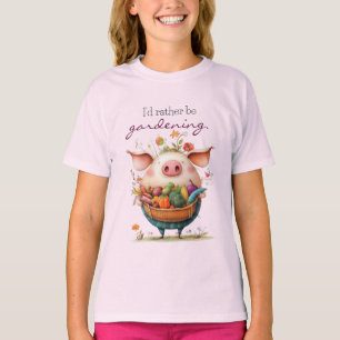 Gekke Cute Varken "Ik Was Liever Aan Het Tuinieren T-shirt