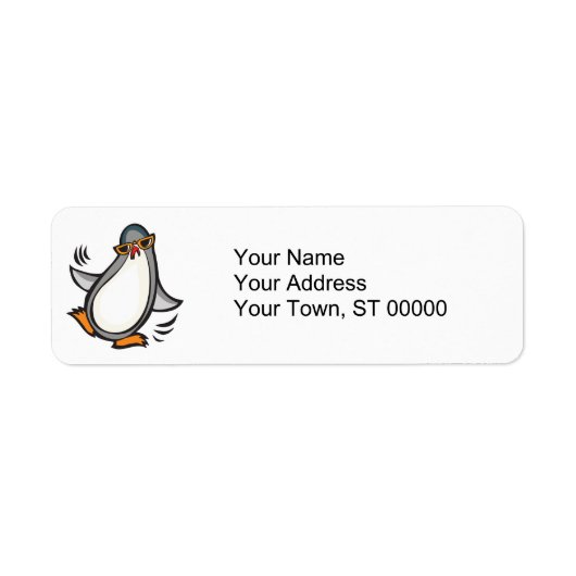 gekke danspinguïn etiket (Voorkant)