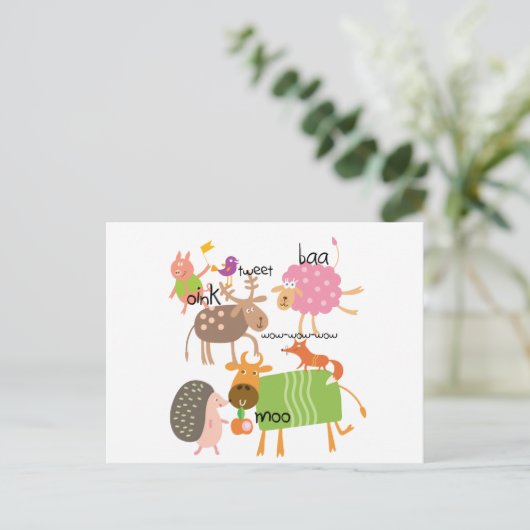 Gekke dieren briefkaart (Staand voorkant)