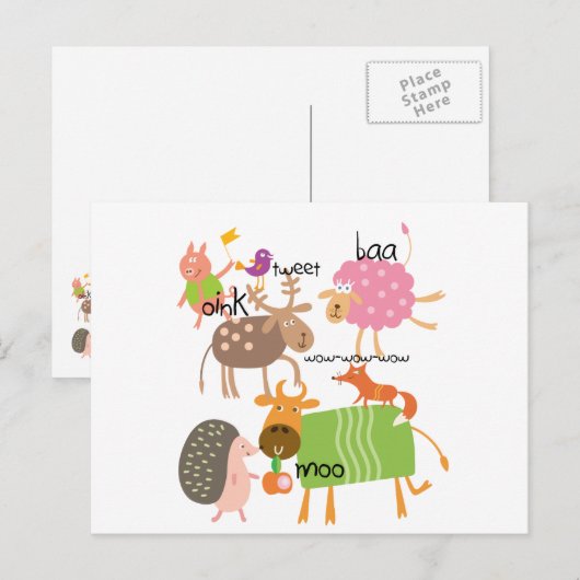 Gekke dieren briefkaart (Voorkant / Achterkant)