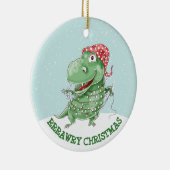Gekke Dinosaur Persoonlijke Kerstmis Keramisch Ornament (Rechts)