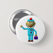 Gekke dokter met Apple op zijn hoofd & Medische ta Ronde Button 5,7 Cm (Voorkant /achterkant)