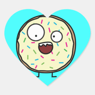 Gekke Donut strooit vanille ijsjes zoet dessert Hart Sticker