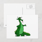 Gekke Dragon Green Briefkaart (Voorkant / Achterkant)