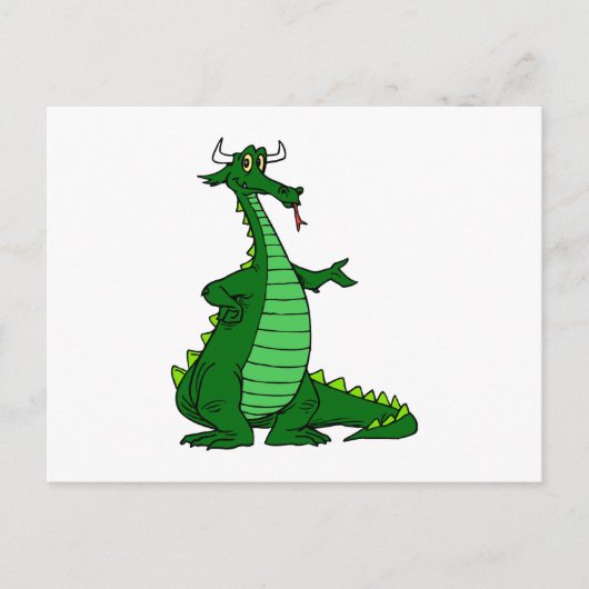 Gekke Dragon Green Briefkaart (Voorkant)