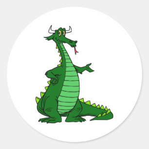 Gekke Dragon Green Ronde Sticker