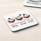 Gekke "Drink, Drink, Drink" Snowman en Wine Bier Onderzetter (Linkerzijde)