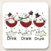 Gekke "Drink, Drink, Drink" Snowman en Wine Bier Onderzetter (Voorkant)
