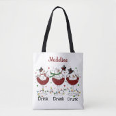 Gekke "Drink, Drink, Drink" Snowman en Wine Tote Bag (Voorkant)