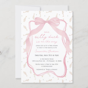 Gekke Duck Blue Bow Boy Baby shower Uitnodiging