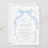 Gekke Duck Blue Bow Boy Baby shower Uitnodiging (Voorkant)