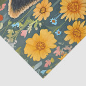 Gekke Duitse herder in een bloementuin Tissuepapier (Detail)