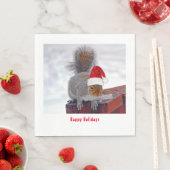 Gekke eekhoorn met Santa Hat Napkins Servet (Insitu)