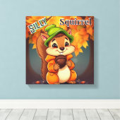 Gekke eekhoorn | Schattigee Cartoon Kind Nursery A Canvas Afdruk (Insitu (Houten vloer))