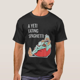 Gekke, een Yeti-etende spaghetti-illustratie voor  T-shirt
