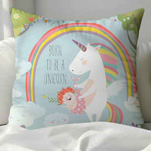 Gekke Eenhoorn en Regenboog Baby Slaapkamer Kussen