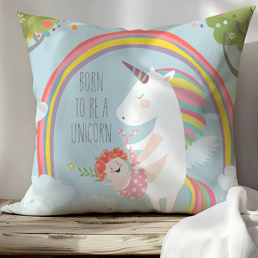 Gekke Eenhoorn en Regenboog Baby Slaapkussen Kussen