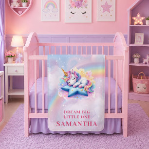 Gekke Eenhoorn Pastelkleuren Babydeken Cadeau Fleece Deken