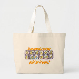 Gekke eikarton grote tote bag