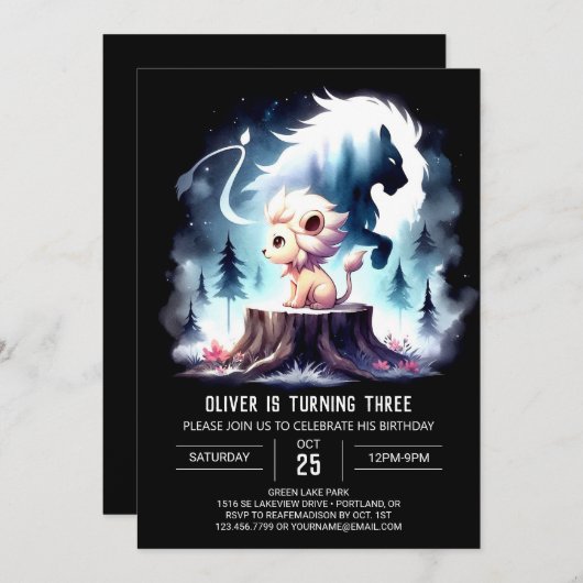 Gekke Elegante Leeuwenverjaardag Kaart (Voorkant / Achterkant)