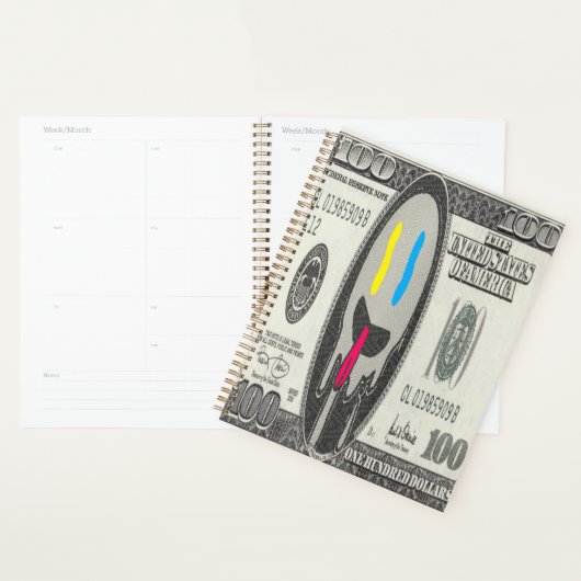 Gekke emoji graffiti gezicht realistische dollarre planner (Display)