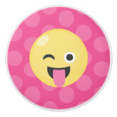 Gekke Emoji Polka Dots Keramische Knop (Voorkant)