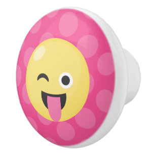 Gekke Emoji Polka Dots Keramische Knop
