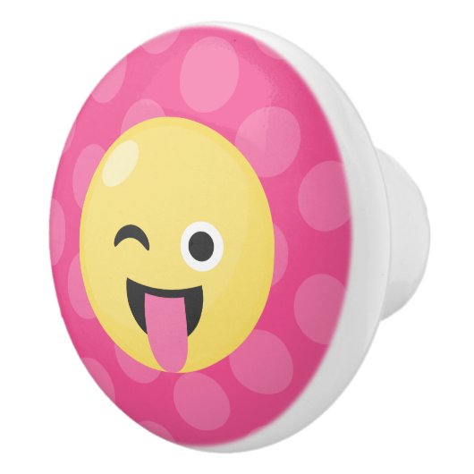 Gekke Emoji Polka Dots Keramische Knop (Rechts)
