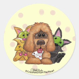 Gekke en Tig met Sassie-Pet Adoptie is LIEFDE Ronde Sticker
