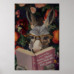 Gekke Ezel Leest Boek Kunstprint - Grappig Poster