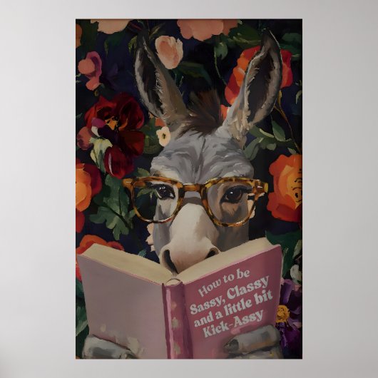 Gekke Ezel Leest Boek Kunstprint - Grappig Poster (Voorkant)