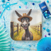 Gekke ezel met een rietje Pet Papieren Bordje (Feest)