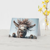 Gekke ezel op een hek voor de verjaardag kaart (Gele Bloem)