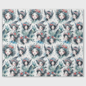 Gekke feeën met bloemenkronen cadeaupapier (Vlak)