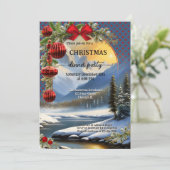 Gekke feestelijke retro kerstdiner kaart (Staand voorkant)